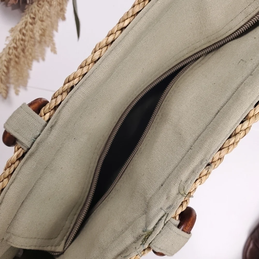 Miami Blue Multicolored Straw Beaded Hobo - Picture 13 of 13